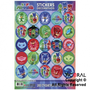 HEROES EN PIJAMA STICKERS AUTOADHESIVOS x 24 UNIDADES